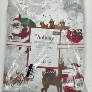 Pottery Barn Kids Heritage Santa Organic Duvet Cover Twin